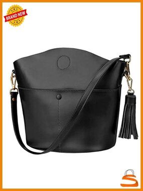 Genuine Leather Bucket Crossbody Bag Small Purse Shoulder Handbag